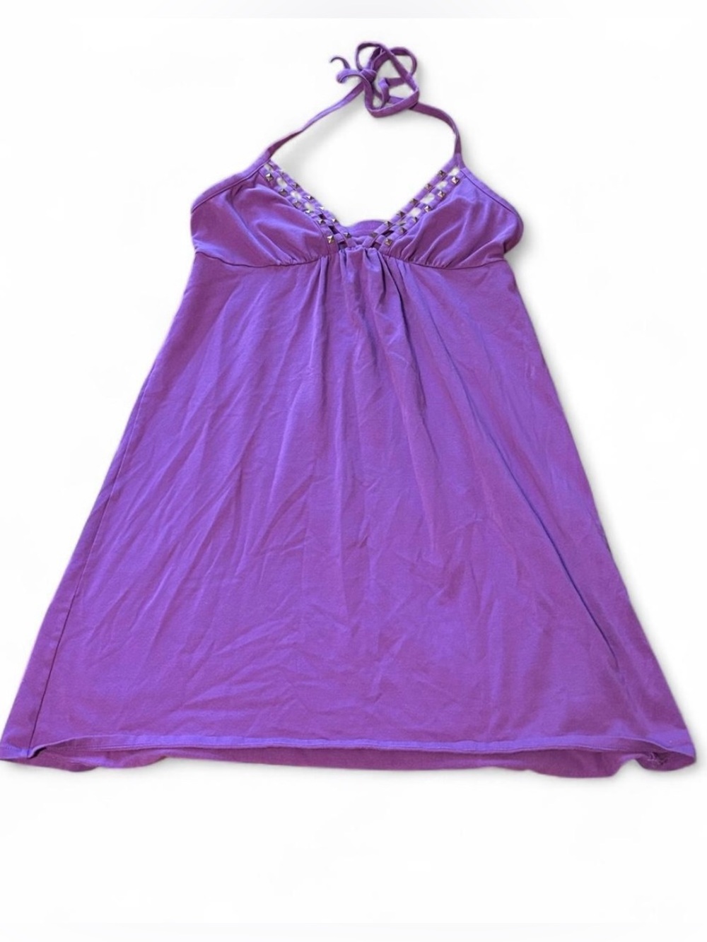 y2k victoria’s secret bra tops purple above the knee halter dress gold studs